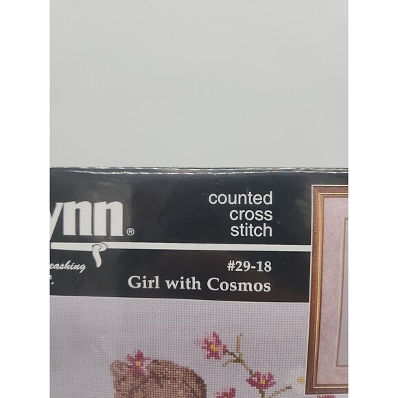 Janlynn Girl With Cosmos Counted Cross Stitch Kit #29-18 Design by Nancy Cole - Picture 3 of 7
